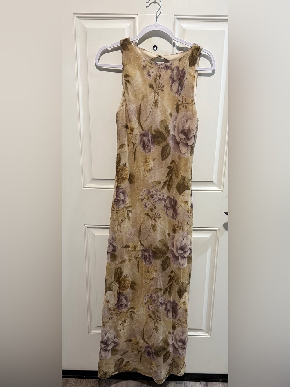 connected apparel Lavender and Olive Floral Maxi Dress
